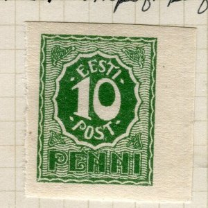 ESTONIA; 1919 early local Imperf issue Mint hinged 10p. value