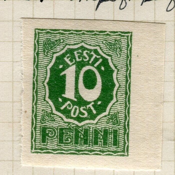 ESTONIA; 1919 early local Imperf issue Mint hinged 10p. value