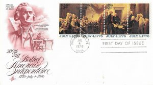 1976 FDC, #1694a, 13c Birth of American Independence, Art Craft