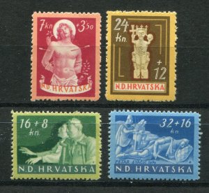 NDH CROATIA GERMAN PUPPET STATE 1944 AID FOR WOUNDED IN WAR B56-B59 PERFECT MNH