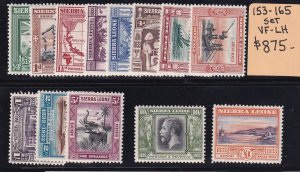 Sierra Leone Scott #'s 153 - 165 Set VF OG lightly hinged cv $ 1210 ! see pic !