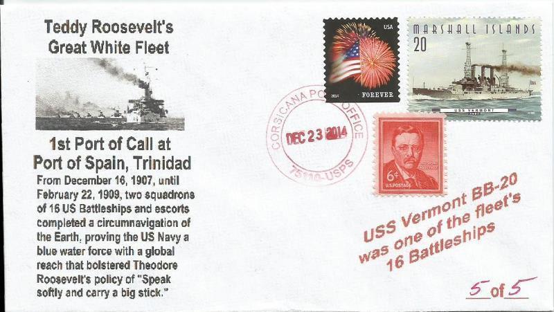 VERY LAST 23 DEC 1907 T. Roosevelt Great White Fleet 1st Port Call #5 of 5 Cover