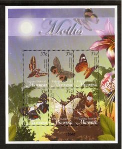 Micronesia 2003 - Moths Flowers - Sheet of 6 Stamps - Scott #515 - MNH