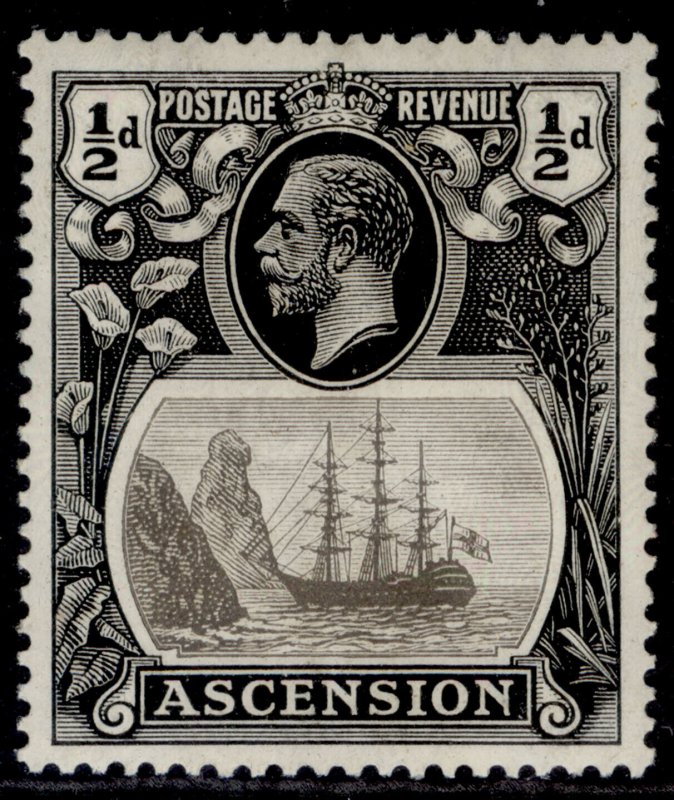 ASCENSION GV SG10, ½d grey-black & black, NH MINT.