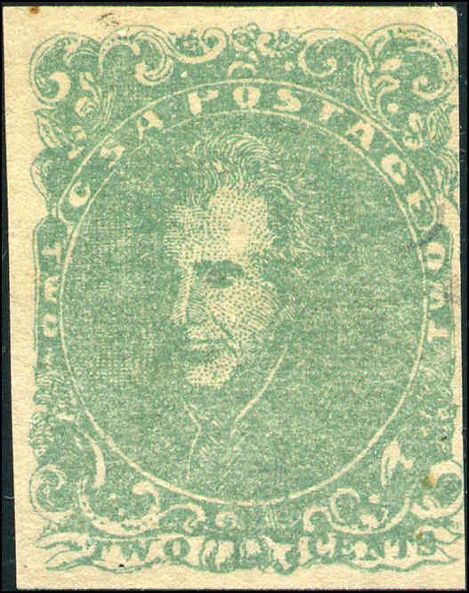 1862 Confederate States Stamp #3 2c Mint Original Gum Catalogue Value $1000