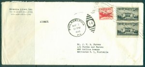 USA 1948 Stamp Dealer Robson Lowe to Melbourne Airmail cover XL