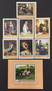 Hungary 1966 #1795-1802 With S/S, Painters, MNH.