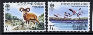 Cyprus 669-70 MNH EUROPA, Mouflon, Cedar Trees, Flamingoes
