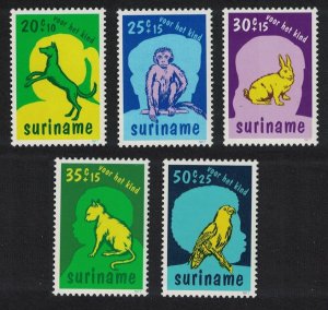 Suriname Dog Cat Monkey Rabbit Parrot Birds Pets 5v 1977 MNH SG#895-899