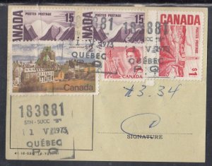 Canada - May 1973 Quebec, PQ $3.34 Postal Receipt