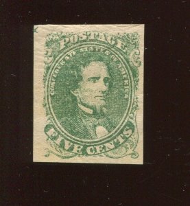 Confederate States 1 Mint Stamp with Rare 'X' in Gutter Variety 1-1-i1 (Bx 4281)