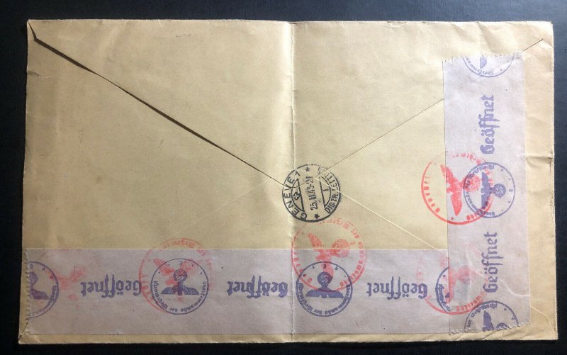 1943 Copenhagen Germany Red Cross Cover Registered WW2 To Geneva Switzerland