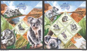 2013 Solomon Islands Australian Fauna Koala #1972-76 1+1 ** Ls085