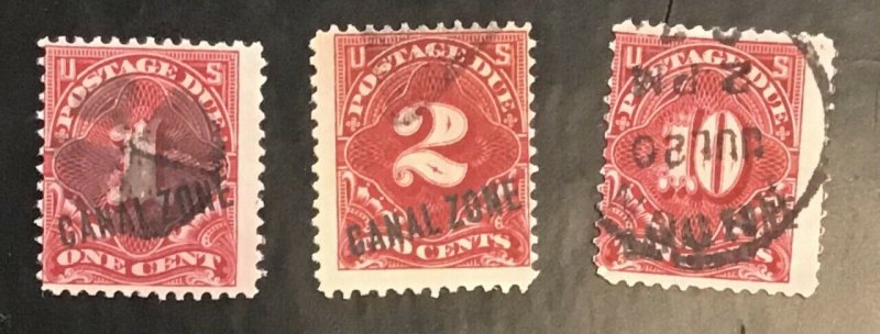 Canal Zone -Scott # J1, J2, J3 F-VF Used CV $ 97  / Price $ 25  Free Shipping