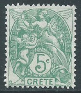 France - Offices in Crete, Sc #5, 5c MNG