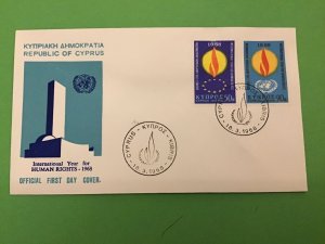 Cyprus 1968 Human Rights First Day Cover Stamps Cover R42522