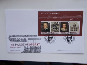 2010 The Age of the Stuarts M/Sheet on First Day Cover Whitehall London SW1 SHS
