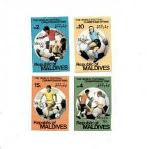 Maldives 1986 - World Cup Soccer - Set of 4 IMPERF Stamps - Scott #1176-79 - MNH