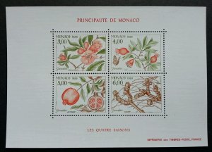 Monaco Four Seasons Fruits Pomegranate 1989 Flower Tree Plant (ms) MNH *Recess