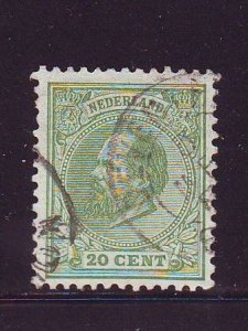 Netherlands Sc 28 1872 20c green  William III stamp used