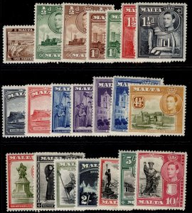 MALTA GVI SG217-231, 1938-43 complete set, M MINT. Cat £75.