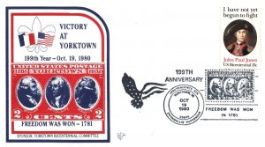 VICTORY AT YORKTOWN FREEDOM WAS WON 1781 CACHET AND CANCEL COVER 199th YEAR 1980