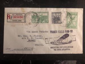 1931 Buenos Aires ARgentina First Flight Cover FFC To Natal Brazil Panagra