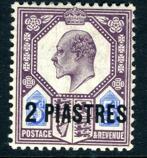 BRITISH LEVANT-1908 2pi on 5d Dull Purple & Ultramarine Sg 14a LIGHTLY MOUNTED/M