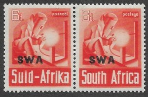 South-West Africa # 141 Wartime Welder 6d.  A/E Pair (1) VLH Unused