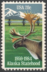 SC#2066 20¢ Alaska Statehood, 25th Anniversary Single (1984) MNH