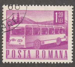 Romania, stamp, Scott# 1976, postmark, cto, bus on stamp