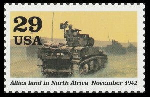 US 2697j 1942 Into the Battle Allies land in North Africa 29c single MNH 1992