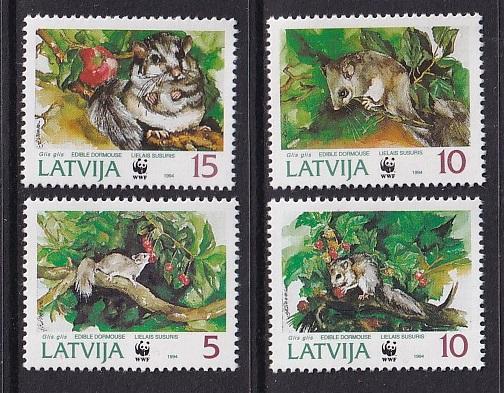 Latvia   #381-384   MNH  1994  world wildlife fund