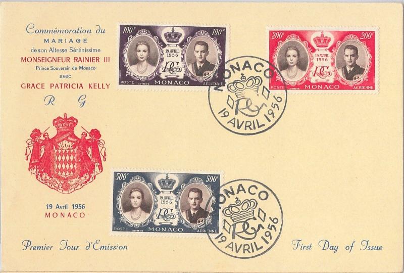 56228 - MONACO - POSTAL HISTORY:  Set of 2 FDC COVERS 1956  ROYALTY