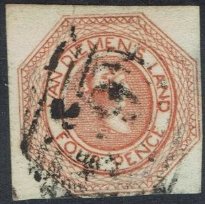 TASMANIA 1853 QV COURIER 4D PLATE I USED 