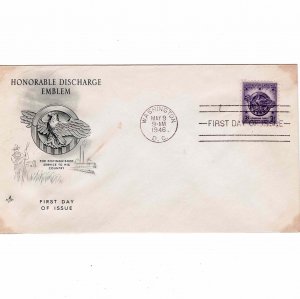 USA 1946 FDC Sc 940 Honorable Discharge United States First Day Cover Artcraft