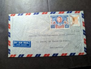 1947 British Hong Kong Airmail Cover to La Chaux De Fonds Switzerland