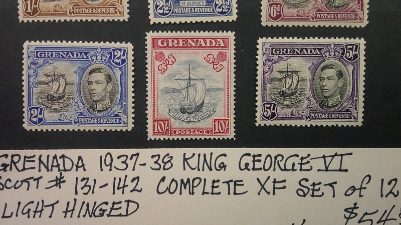 Grenada 1937-38 Scott# 131-142 Mint Light Hinge complete XF set of 12 values