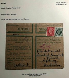 1941 Egypt Commonwealth Postal Treaty OAS Cover To Sydney Australia