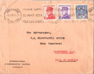 Monaco 10c Grimaldi Arms, and 90c and 1.25F Prince Louis II 1939 Monte Carlo,...