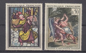 J28942 1963 france set mh #1054-5 art