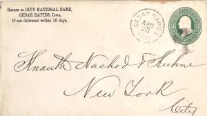 United States Iowa Cedar Rapids 1879 maltese cross  Postal Stationery Envelop...
