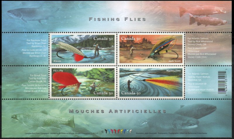 Canada 2087 - Mint-NH - 50c Fishing Flies (Souv. Sheet) (2005) (cv $7.50)