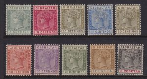 GIBRALTAR 1889 DEFINITIVE ISSUES SCOTT #29-36, 39 MINT LH CAT $256