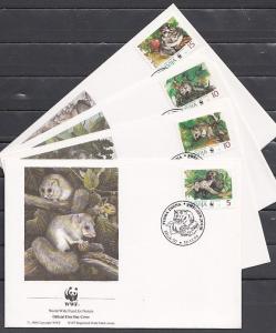 Latvia, Scott cat. 381-384. Dormouse issue on 4 First day Covers.  W.W.F.