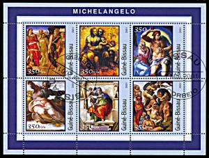 Guinea-Bissau Michel 1678-1683, CTO, Michelangelo Paintings miniature sheet