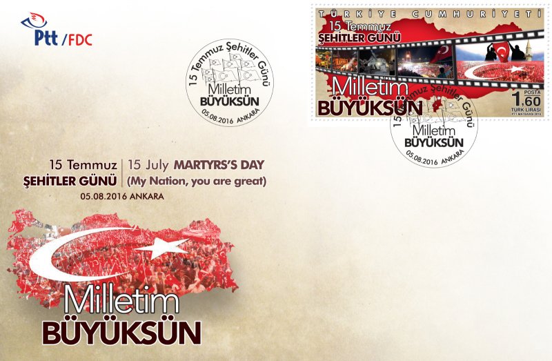 TURKEY 2016 (FDC) - 15TH JULY MARTYRS 'S DAY, RARE