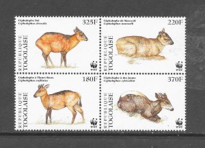 TOGO #1720 WWF DUIKERS MNH