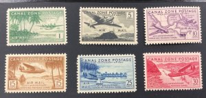 CANAL ZONE SET OF 6 AIRMAIL STAMPS - SCOTT #C15 - C20 1939 - VF - MNH.