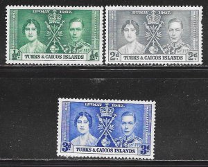 Turks and Caicos 75-77: King George VI and Queen Elizabeth, MH, F-VF